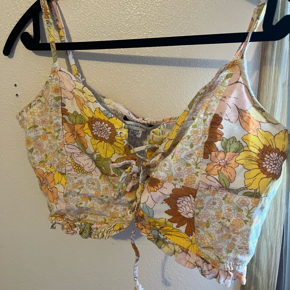 American Eagle Outfitters Floral Camisole in Yellow and Cream